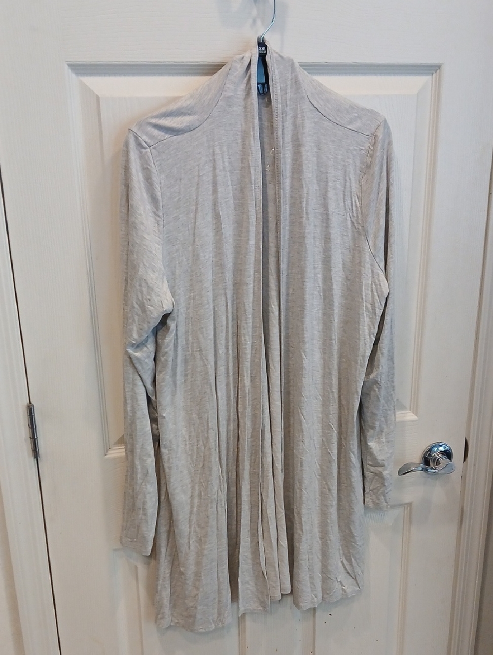 3/30 Light Gray Open-Front Long Sleeve Women's Cardigan